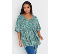 Floral Wrap Textured Top Yours Blue 18