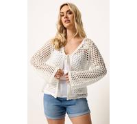Yours Curve White Flower Applique Cardigan - Women's - Plus Size Curve