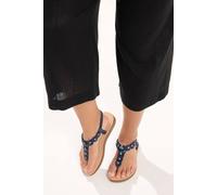 Yours Women's Flower Detail Diamante Sandals In Wide E Fit in Mid Navy | Size: 5EEE
