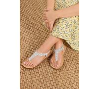 Yours - Flower Detail Diamante Sandals In Wide E Fit & Extra Wide Eee Fit - Women's