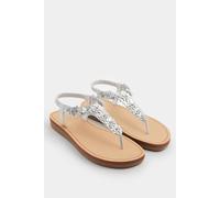 Yours - Flower Detail Diamante Sandals In Wide E Fit & Extra Wide Eee Fit - Women's