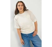 Yours Women's Flower Detail Short Sleeve Jumper in Ivory | Size: 14-16 Yours Ivory 14-16