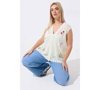 Yours Limited Collection Curve Flower Embroidered Knitted Waistcoat - Women's - Plus Size Curve