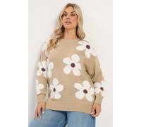 Yours Women's Fluffy Flower Knitted Jumper in Natural | Size: 18-20 Yours Natural 18-20