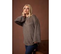 Yours Women's Fluffy Knit Jumper in Dark Brown | Size: 20 Yours Dark Brown 20