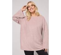 Yours Women's Fluffy Knit Jumper in Pink | Size: 20 Yours Pink 20