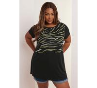 Yours Curve Foil Animal Print Top - Women's - Plus Size Curve Black
