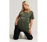 Yours Women's Foil Animal Print Top in Light Khaki | Size: 20 Yours Light Khaki 20