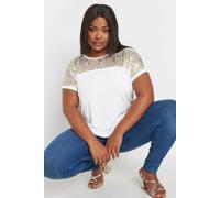 Yours Women's Foil Printed Top in White | Size: 22-24 Yours White 22-24