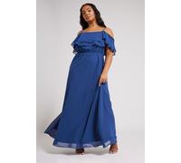 Yours Women's Frill Cold Shoulder Maxi Dress in Cobalt | Size: 16 Yours Cobalt 16