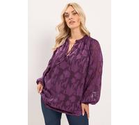 Yours Women's Frill Neck Abstract Textured Blouse in Purple | Size: 12