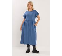 Yours Women's Frill Sleeve Midaxi Dress in Mid Blue | Size: 14 Yours Mid Blue 14