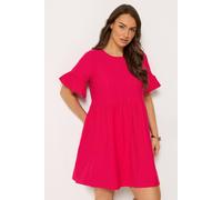 Yours Women's Frill Sleeve Tunic Dress in Bright Pink | Size: 20