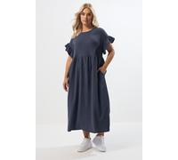 Yours Curve Frill Textured Maxi Dress - Women's - Plus Size Curve Blue