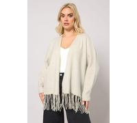 Yours Fringe Hem Cardigan In Ivory Ivory 22-24