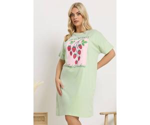 Yours Women's 'Fruit Market' Sleep Tee Nightdress in Light Green | Size: 38-40 Yours Light Green 38-40