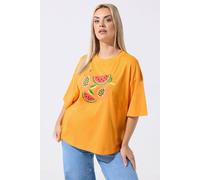 Yours Women's Fruit Print T-Shirt in Orange | Size: 22-24 Yours Orange 22-24