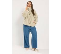 Yours Women's Funnel Neck Borg Jacket in Natural | Size: 22/24