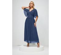 Yours London Curve Blue Gathered Maxi Dress - Women's - Plus Size Curve