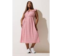 Gingham Bardot Frill Midaxi Dress Yours Red 20