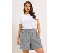 Yours Women's Gingham Shorts in Black | Size: 30/32