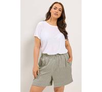 Yours Women's Gingham Shorts in Light Khaki | Size: 22/24