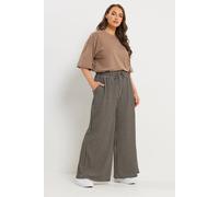 Yours Curve Brown Gingham Wide Leg Trousers - Women's - Plus Size Curve