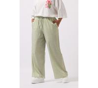Yours Curve Sage Green Gingham Wide Leg Trousers - Women's - Plus Size Curve