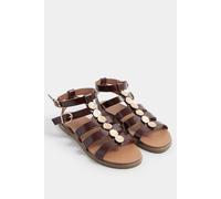 Yours Women's Gladiator Sandals In Wide E Fit in Chocolate | Size: 7E Yours Chocolate 7E