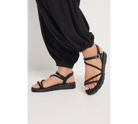 Yours Women's Glitter Comfort Sandals In Extra Wide EEE Fit in Black | Size: 7EEE Yours Black 7EEE