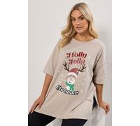 Yours Women's Glitter Reindeer Christmas Top in Natural | Size: 20 Yours Natural 20