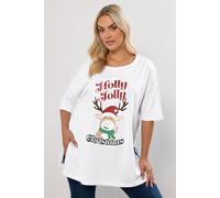 Yours Women's Glitter Reindeer Christmas Top in White | Size: 22-24 Yours White 22-24