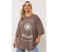 Yours Curve Brown 'The Sun' Boxy T-Shirt - Women's - Plus Size Curve