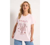 Yours Women's Graphic Embellished T-Shirt in Light Pink | Size: 26-28 Yours Light Pink 26-28