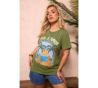 Yours Curve Green 'Sol E Amor' Beaded Graphic T-Shirt - Women's - Plus Size Curve
