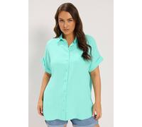 Yours Curve Blue Grown On Sleeve Shirt - Women's - Plus Size Curve