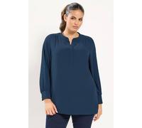Yours Women's Half Placket Blouse in Mid Navy | Size: 26-28 Yours Mid Navy 26-28