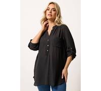 Yours Women's Half Placket Shirt in Black | Size: 20 Yours Black 20