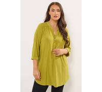 Yours Curve Green Half Placket Ribbed Shirt - Women's - Plus Size Curve