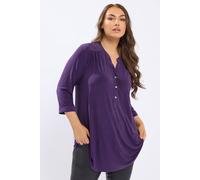 Yours Women's Half Placket Shirt in Purple | Size: 14