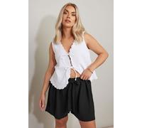 Yours Curve Textured Satin Belted Shorts - Women's - Plus Size Curve Black