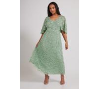 Yours Luxe: Ultimate Embellishment - Luxe Curve Sage Green Sequin Embellished Maxi Dress - Women's