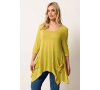 Yours Women's Hanky Hem Pocket Front Top in Lime | Size: 26/28