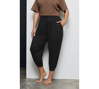 Yours Curve Cropped Jersey Harem Joggers - Women's - Plus Size Curve Black