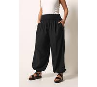 Yours Women's Harem Shirred Waist Trousers in Black | Size: 16 Yours Black 16