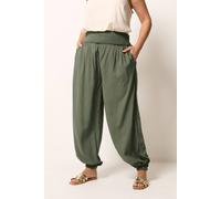 Yours Women's Harem Shirred Waist Trousers in Olive | Size: 20 Yours Olive 20