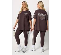 Yours Women's 'Health & Wellness' Active T-Shirt in Chocolate | Size: 18