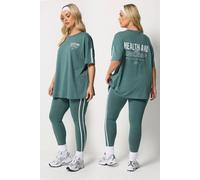 Yours Women's 'Health & Wellness' Active T-Shirt in Teal | Size: 18
