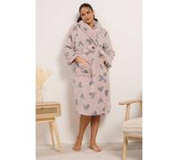 Yours Women's Hearts Dressing Gown in Pink | Size: 38/40