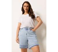 Yours Women's Hem Detail Denim Shorts in Light Blue | Size: 18 Yours Light Blue 18